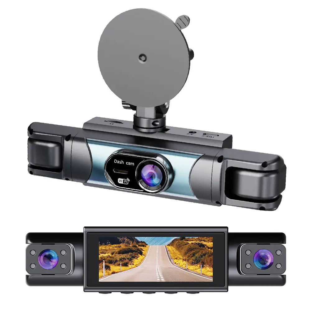 4 Channel Dash Cam 1080P FHD 360° Surround View, 3.18" IPS Display, Built-In 2.4Ghz Wifi App Control, WDR, Loop Recording, Reverse Assist, 4 Lens Front Rear inside Left Right Car Driving Recorder-Yy