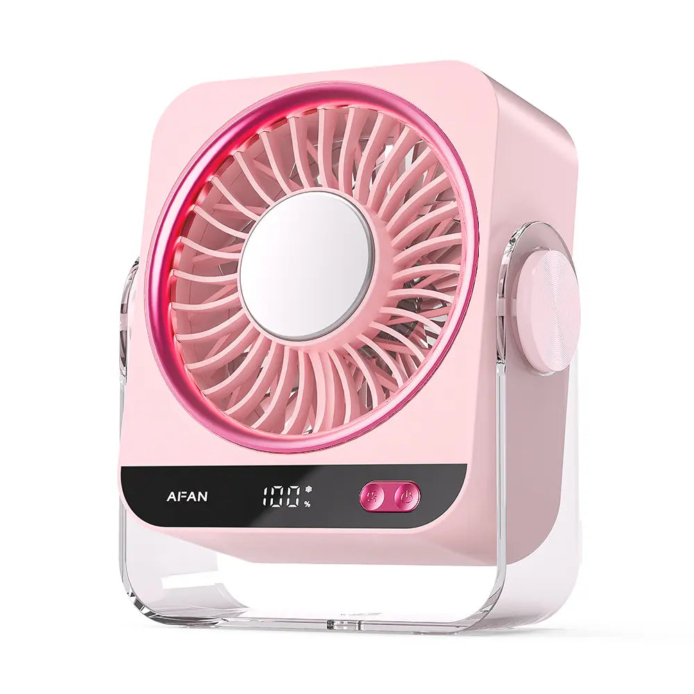 KIMMOO Desk Fan for Bedroom, 199 Speeds Turbo Airflow, Portable Fan with Ice Cooling, Digital Display Quiet Table Fan, 270° Rotating Small Rechargeable Battery Desktop Fans for Home Office