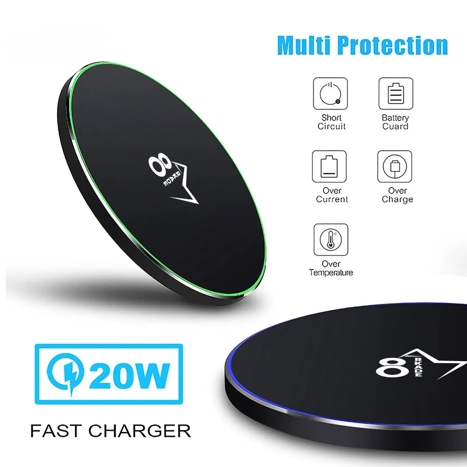 Arkade 87 W8 Wireless Charging Pad with 3.3Ft Type-C USB Charging Cable Adapter Charger