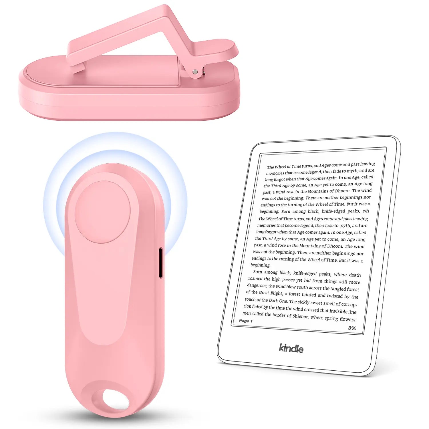 (Upgraded)Datafy Remote Control Page Turner for Kindle Paperwhite Oasis Kobo, Camera Shutter & Video Recording, Ereaders Clicker for Ipad Tablets Reading Novels with Wrist Strap Storage Bag
