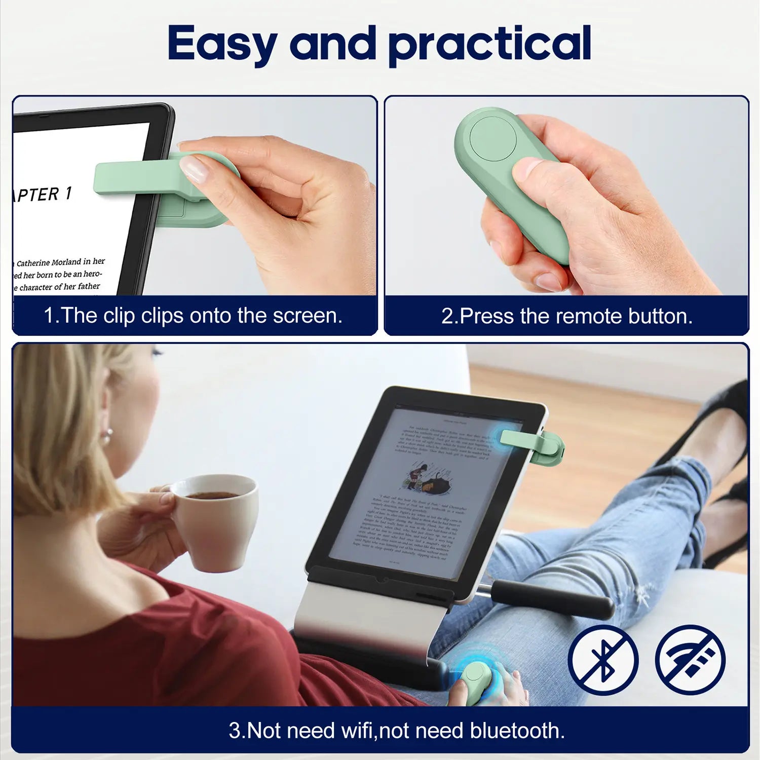(Upgraded)Datafy Remote Control Page Turner for Kindle Paperwhite Oasis Kobo, Camera Shutter & Video Recording, Ereaders Clicker for Ipad Tablets Reading Novels with Wrist Strap Storage Bag