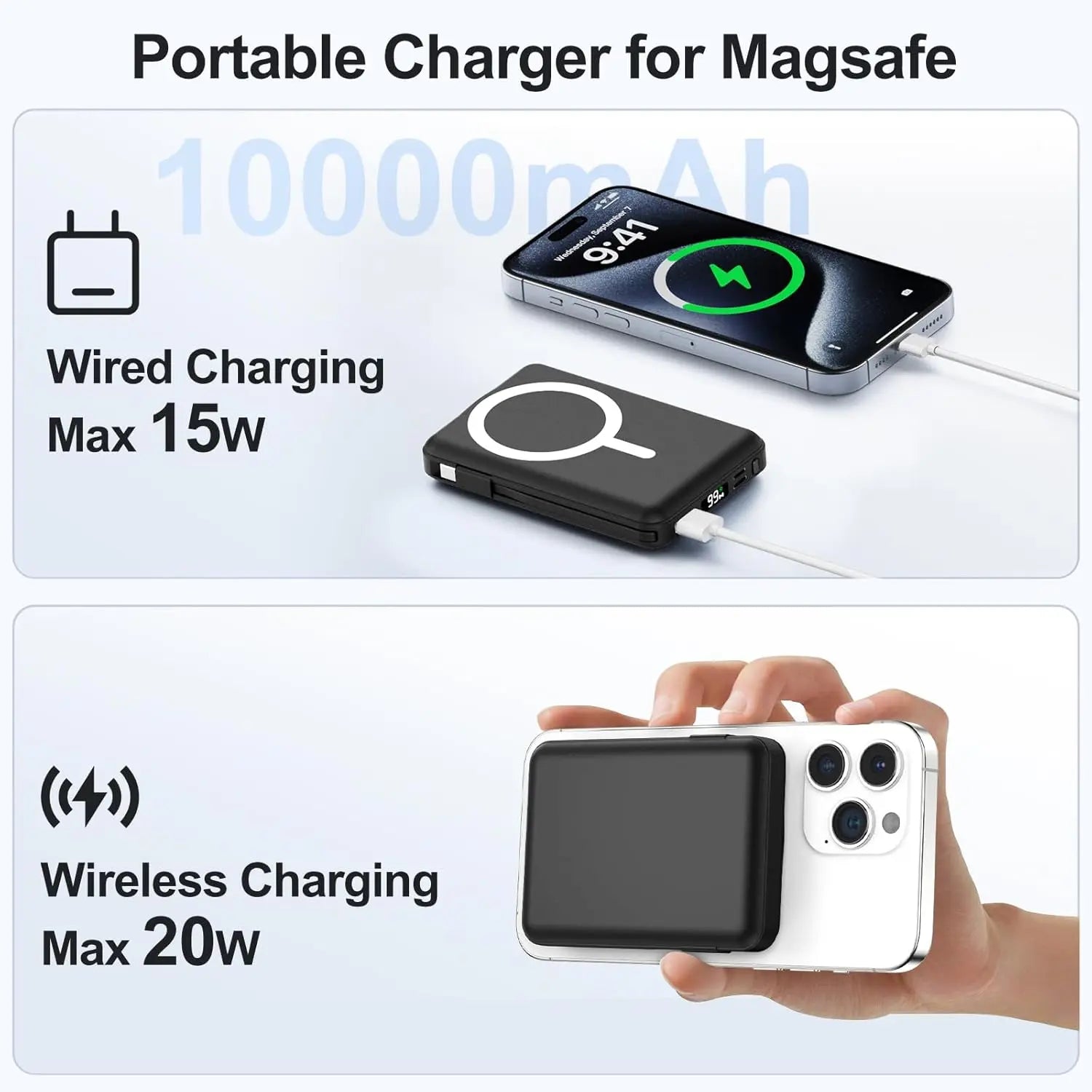 Magnetic Power Bank 10,000Mah Wireless Portable Charger Fast Charging Magsafe Battery Pack for Iphone 17/16/15/14/13/12/Plus/Pro Max Compact Travel Friendly