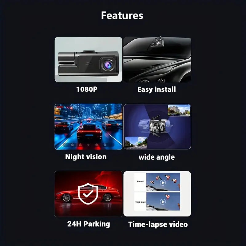HD 1080P & 480P Dual Lens Dash Camera with Wide-Angle Recording Enhanced Night Vision Motion Detection Loop Recording G-Sensor Auto Lock 24H Parking Monitor Accident Evidence Recorder for Safe Driving - Video Dashcam GYIOEUPT
