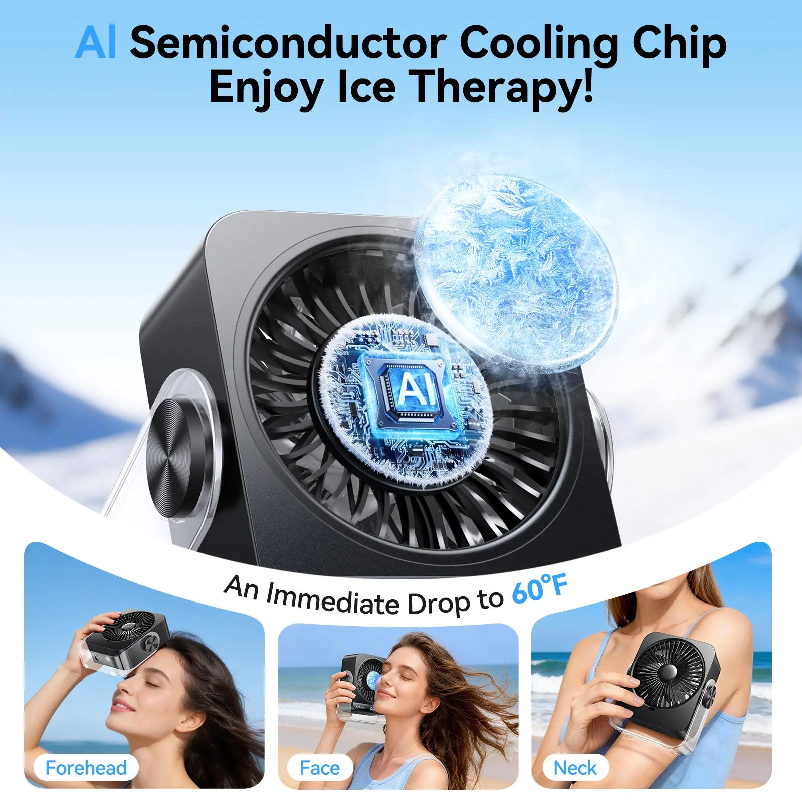 KIMMOO Desk Fan for Bedroom, 199 Speeds Turbo Airflow, Portable Fan with Ice Cooling, Digital Display Quiet Table Fan, 270° Rotating Small Rechargeable Battery Desktop Fans for Home Office