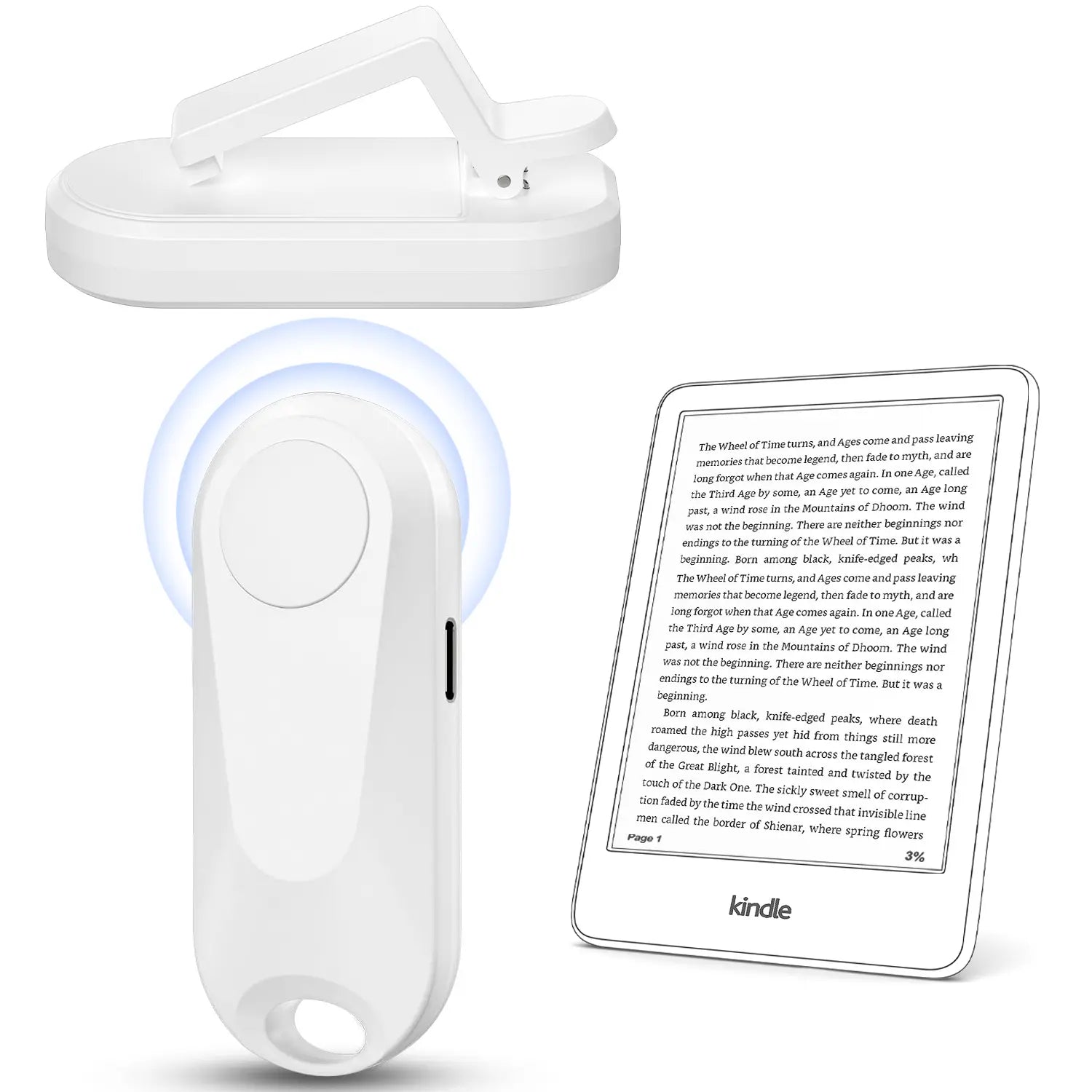 (Upgraded)Datafy Remote Control Page Turner for Kindle Paperwhite Oasis Kobo, Camera Shutter & Video Recording, Ereaders Clicker for Ipad Tablets Reading Novels with Wrist Strap Storage Bag