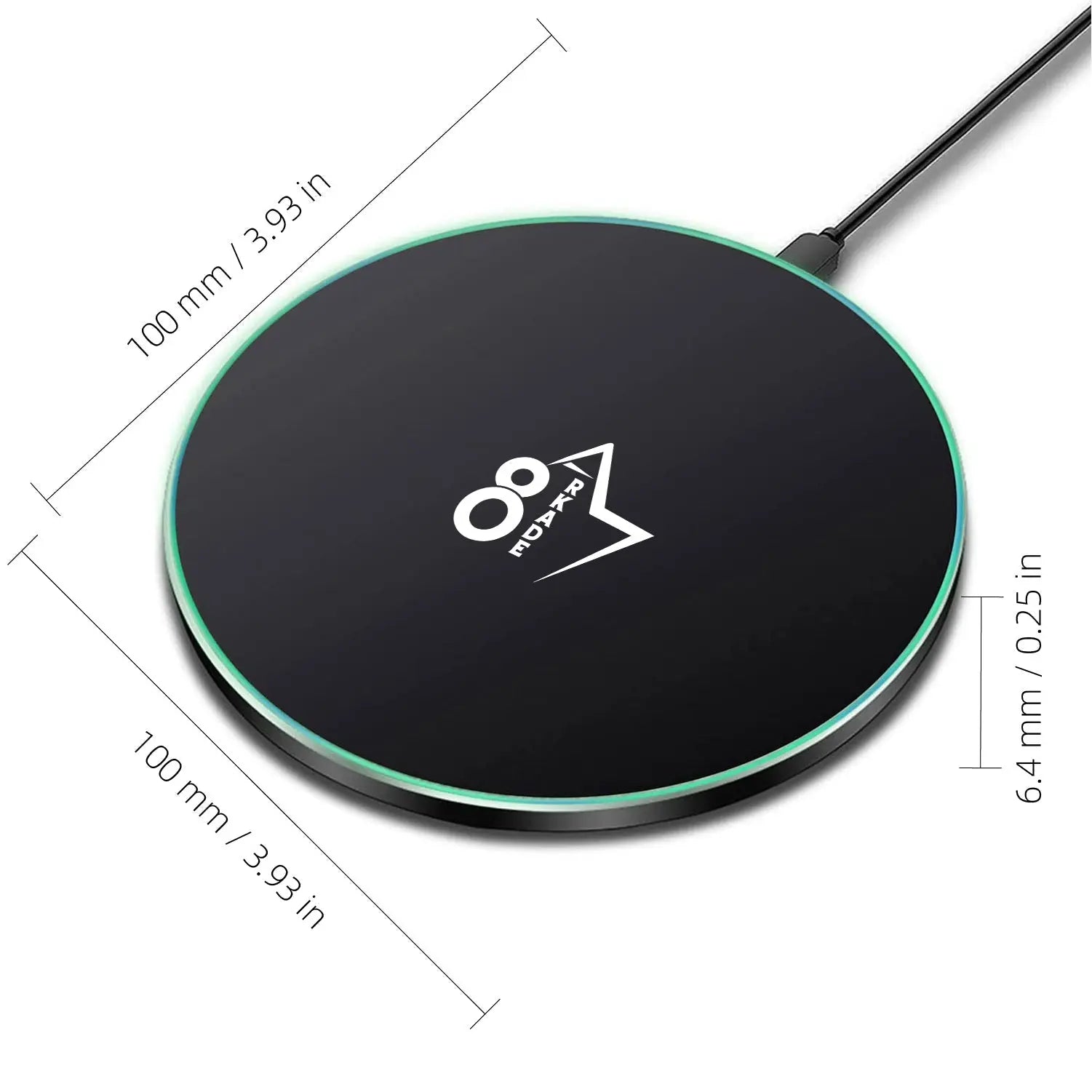 Arkade 87 W8 Wireless Charging Pad with 3.3Ft Type-C USB Charging Cable Adapter Charger