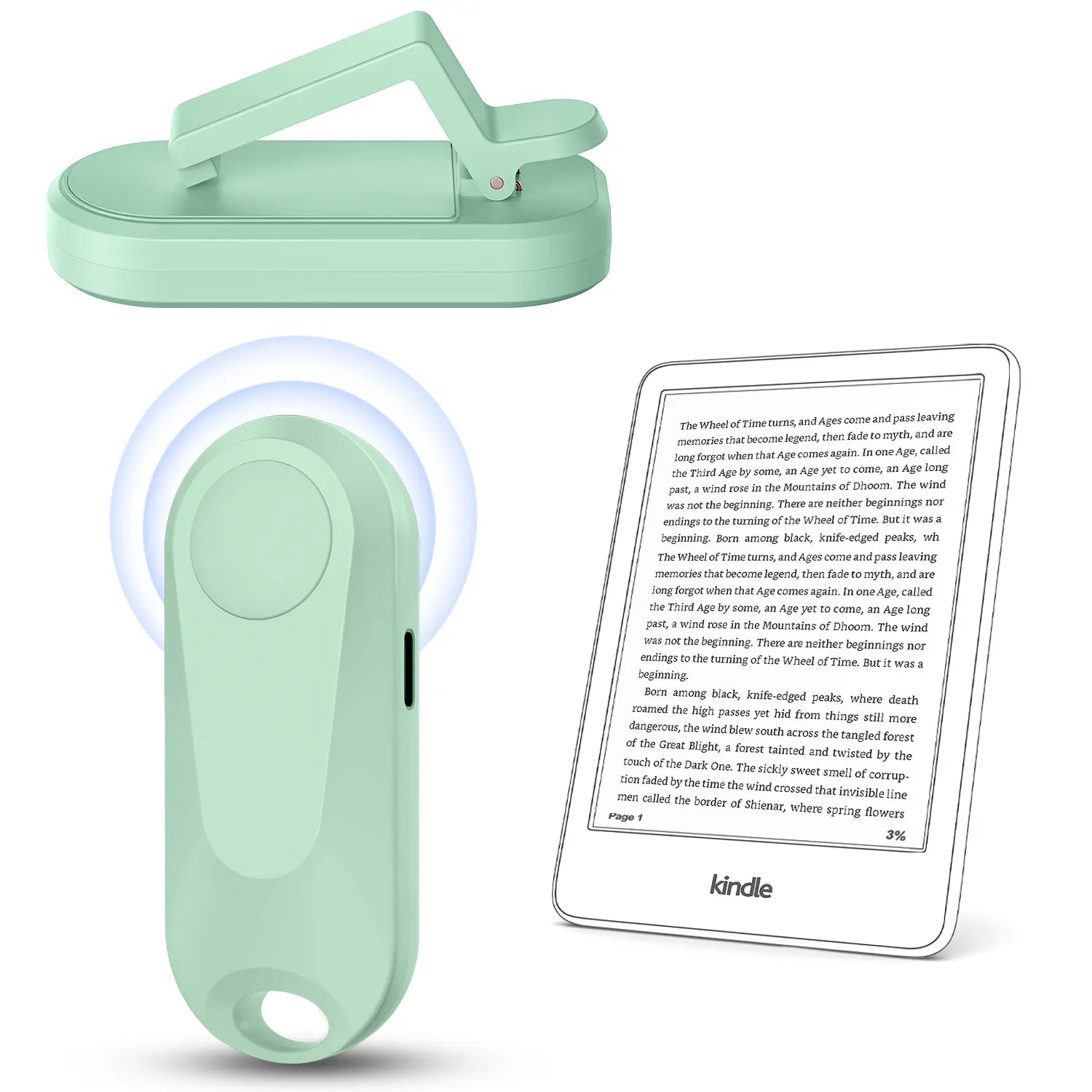 (Upgraded)Datafy Remote Control Page Turner for Kindle Paperwhite Oasis Kobo, Camera Shutter & Video Recording, Ereaders Clicker for Ipad Tablets Reading Novels with Wrist Strap Storage Bag