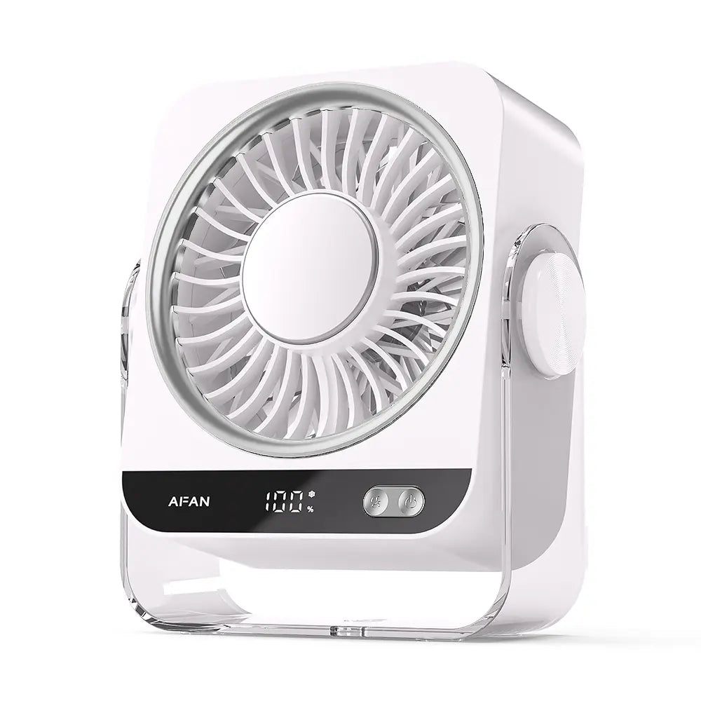 KIMMOO Desk Fan for Bedroom, 199 Speeds Turbo Airflow, Portable Fan with Ice Cooling, Digital Display Quiet Table Fan, 270° Rotating Small Rechargeable Battery Desktop Fans for Home Office