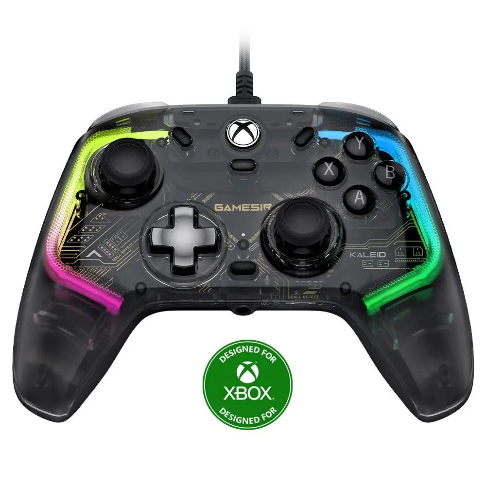 Gamesir Kaleid Wired RGB Light Controller for Xbox Series X|S, Xbox One,Windows 10/11 & Steam, Plug and Play Gaming Gamepad, Transparent Video Game Controller with Hall Effect Joysticks/Hall Trigger